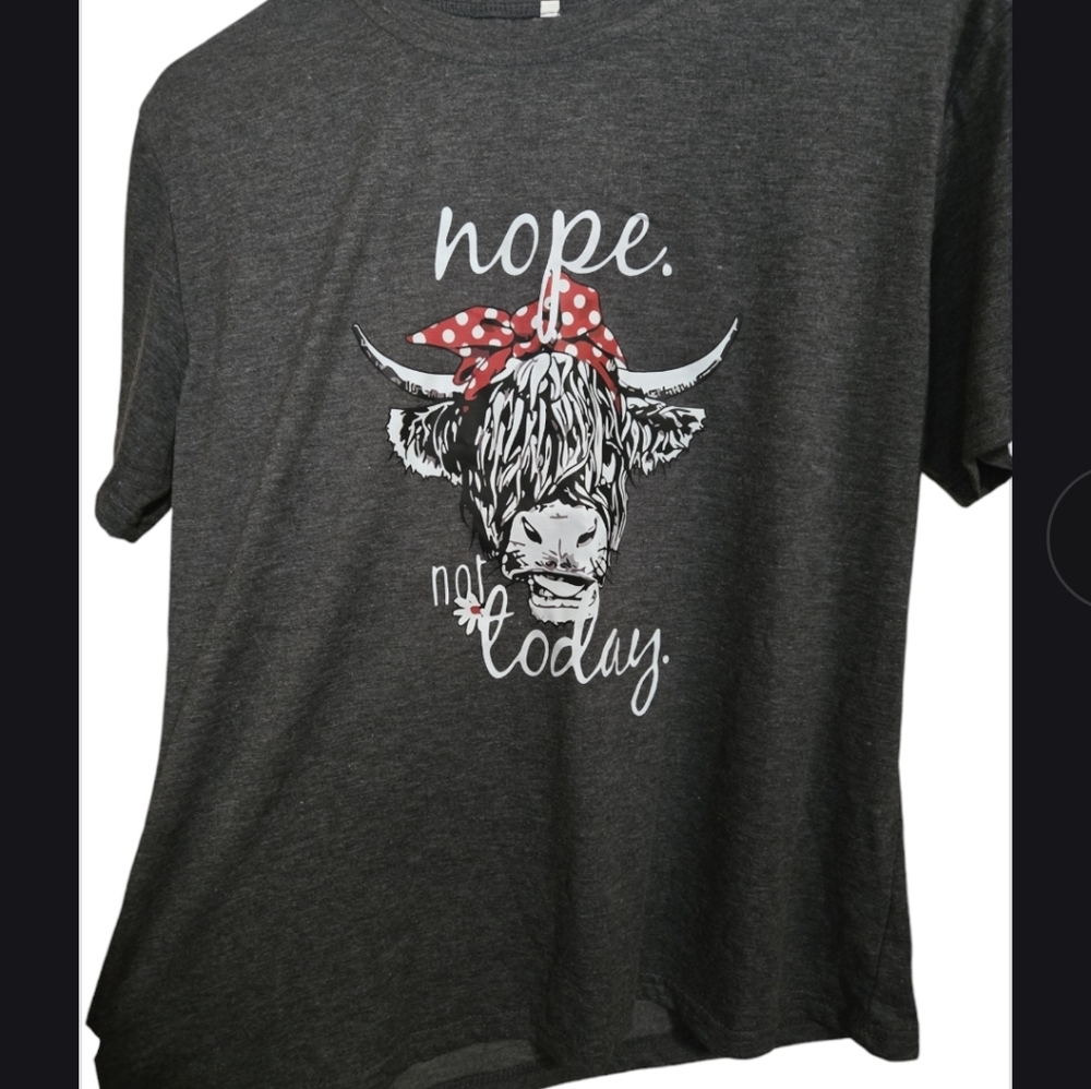 NWOT Nope not Today Cow T-Shirt sz L, Gray